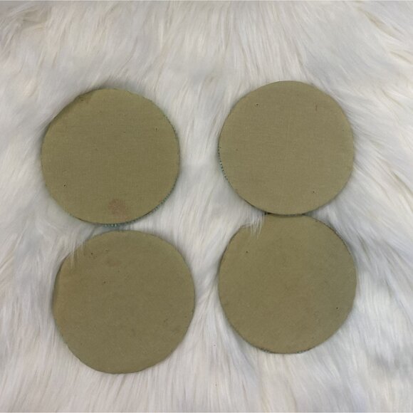 ⭐ 3/$15 Teal Beaded Floral Coasters Set Of 4 Round Design - Picture 4 of 4